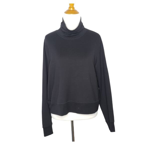 NWOT Athleta Cropped Funnel Neck Top in Nirvana Black Long Sleeve Medium - Picture 2 of 10